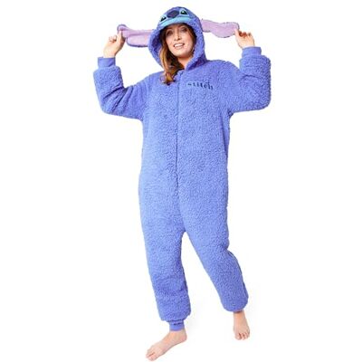 Disney Stitch, Minnie onesie voor dames, van fleece, voor volwassenen, tieners, pyjama, maat S-2XL, Blauwe Stitch XL Disney Stitch, Minnie onesie voor dames, van fleece, voor volwassenen, tieners, pyjama, maat S-2XL, Blauwe Stitch XL