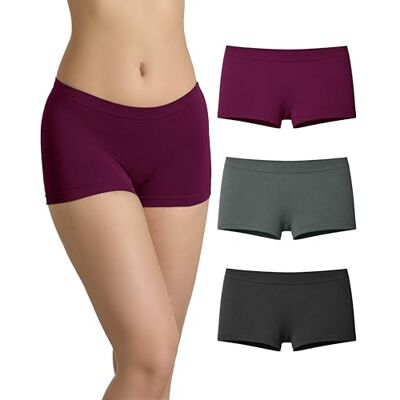 Risalti Naadloze damesshorts, 3 stuks, onzichtbare microvezel, naadloze slip zonder etiketten, zachte en ademende onderbroek, gemaakt in Italië 3XL Risalti Naadloze damesshorts, 3 stuks, onzichtbare microvezel, naadloze slip zonder etiketten, zachte en ademende onderbroek, gemaakt in Italië 3XL