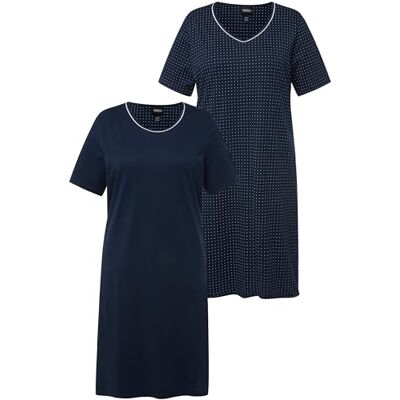 Ulla Popken 2 stuks, grote overhemden, eenvoudig en gestippeld, dames nachthemd (2 stuks) 44-46 Ulla Popken 2 stuks, grote overhemden, eenvoudig en gestippeld, dames nachthemd (2 stuks) 44-46