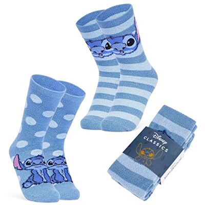 Disney Damessokken, 2 paar, antislip, Stitch Mickey Minnie Baby Yoda, Blauwe Stitch 35/41 EU Disney Damessokken, 2 paar, antislip, Stitch Mickey Minnie Baby Yoda, Blauwe Stitch 35/41 EU