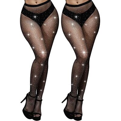 DRESHOW Sexy elastische panty's voor dames met hoge taille, visnetkousen, dijbeenhoge kousen, 4 paar Eén maat DRESHOW Sexy elastische panty's voor dames met hoge taille, visnetkousen, dijbeenhoge kousen, 4 paar Eén maat