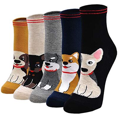 PUTUO Fantasiesokken voor dames, dierensokken, hond, kat, dames, katoenen sokken voor meisjes, wintersokken, schattige sokken, zachte sokken, EU 37-43, 5 paar 37-42 PUTUO Fantasiesokken voor dames, dierensokken, hond, kat, dames, katoenen sokken voor meisjes, wintersokken, schattige sokken, zachte sokken, EU 37-43, 5 paar 37-42