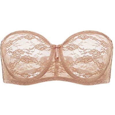 DOBREVA Strapless beha met kant, beugels en afneembare bandjes, Natuurlijk. 100B DOBREVA Strapless beha met kant, beugels en afneembare bandjes, Natuurlijk. 100B