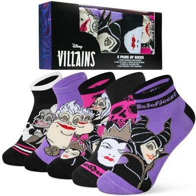 Disney Stitch 5 paar casual sokken voor dames en tieners, maat 35-40, Multi Villains, 2,5/7,5 UK 2.5/7.5 UK Disney Stitch 5 paar casual sokken voor dames en tieners, maat 35-40, Multi Villains, 2,5/7,5 UK 2.5/7.5 UK