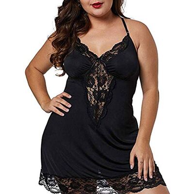 YUHOOE Dames nachthemd nachtkleding dames grote maten S-4XL sexy dames kant nachtkleding nachtkleding huiskleding babydoll zwart, 4XL YUHOOE Dames nachthemd nachtkleding dames grote maten S-4XL sexy dames kant nachtkleding nachtkleding huiskleding babydoll zwart, 4XL