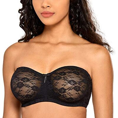 DOBREVA Strapless beha met kant, beugels en afneembare bandjes, zwart. 95C DOBREVA Strapless beha met kant, beugels en afneembare bandjes, zwart. 95C