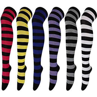 DRESHOW 6 paar lange sokken, overknee kousen, nauwsluitende sokken, casual lange kousen, voor meisjes en vrouwen Eén maat DRESHOW 6 paar lange sokken, overknee kousen, nauwsluitende sokken, casual lange kousen, voor meisjes en vrouwen Eén maat