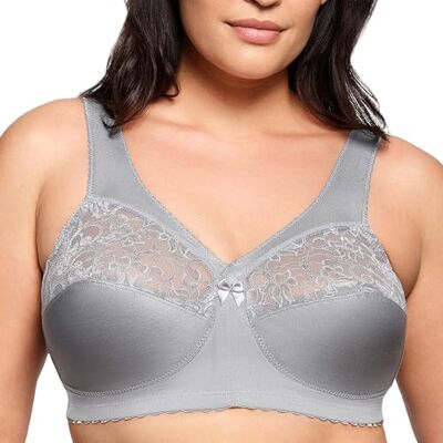 Glamorise Glamiorise MagicLift BH met voorsluiting voor dames, Zilvergrijs, 130D Glamorise Glamiorise MagicLift BH met voorsluiting voor dames, Zilvergrijs, 130D