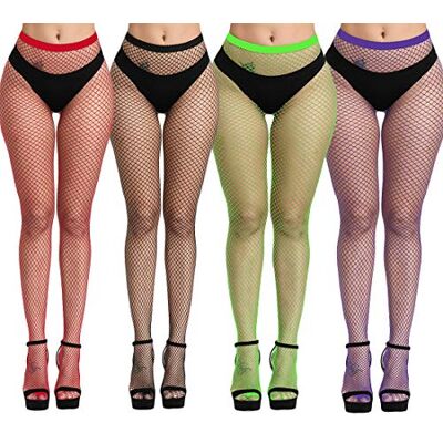 DRESHOW Dames netpanty met hoge taille, 4 paar One Size DRESHOW Dames netpanty met hoge taille, 4 paar One Size