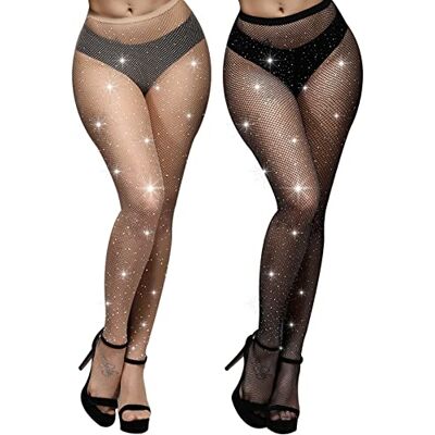 DRESHOW Sexy elastische panty's voor dames met hoge taille, visnetkousen, dijbeenhoge kousen, 4 paar Eén maat DRESHOW Sexy elastische panty's voor dames met hoge taille, visnetkousen, dijbeenhoge kousen, 4 paar Eén maat