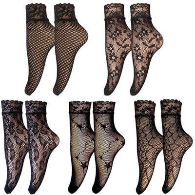 arrderly 5 paar sexy netkousen van kant voor dames en meisjes, zwart, één maat Eén maat arrderly 5 paar sexy netkousen van kant voor dames en meisjes, zwart, één maat Eén maat