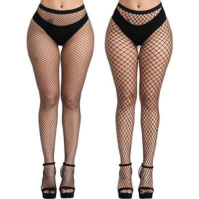 DRESHOW Dames netpanty met hoge taille, 4 paar Eén maat DRESHOW Dames netpanty met hoge taille, 4 paar Eén maat