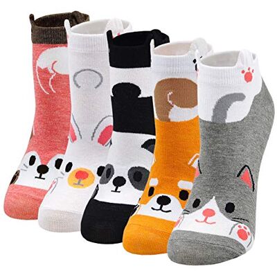 PUTUO Fantasiesokken voor dames, dierensokken: katoenen sokken voor dames, meisjes, schattige sokken, zacht, EU 37-43, 2/4/5 paar 37-43 PUTUO Fantasiesokken voor dames, dierensokken: katoenen sokken voor dames, meisjes, schattige sokken, zacht, EU 37-43, 2/4/5 paar 37-43