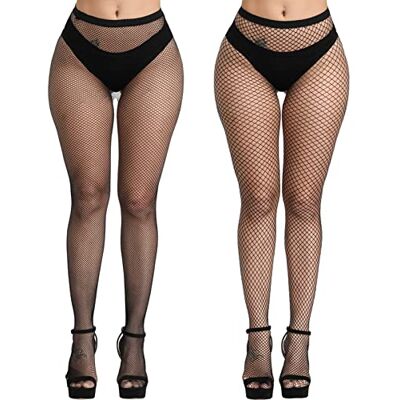 DRESHOW Sexy elastische panty's voor dames met hoge taille, visnetkousen, dijbeenhoge kousen, 4 paar Eén maat DRESHOW Sexy elastische panty's voor dames met hoge taille, visnetkousen, dijbeenhoge kousen, 4 paar Eén maat