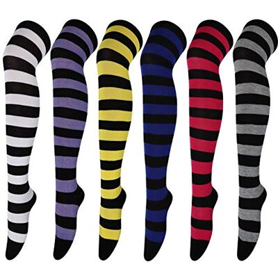 DRESHOW 6 paar kniekousen, dijbeenhoge sokken, casual, voor meisjes en vrouwen Eén maat DRESHOW 6 paar kniekousen, dijbeenhoge sokken, casual, voor meisjes en vrouwen Eén maat