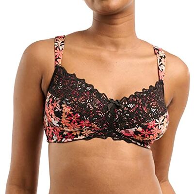 SANS COMPLEXE Ava Fantasie Beha met volledige bedekking voor dames, Zwarte bloemenprint 95D SANS COMPLEXE Ava Fantasie Beha met volledige bedekking voor dames, Zwarte bloemenprint 95D