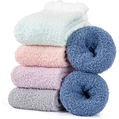 Hocerlu Warme damessokken, 5 paar koraal fleece wintersokken dames thermische pilou pantoffels zacht, dik en pluizig 35-41 Hocerlu Warme damessokken, 5 paar koraal fleece wintersokken dames thermische pilou pantoffels zacht, dik en pluizig 35-41