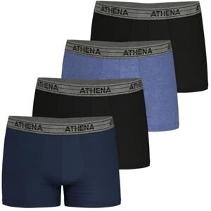 Athena Basic Cotton Ld40 boxershorts voor heren, 4 stuks, blauw/zwart/blauw China/Zwart, S S Athena Basic Cotton Ld40 boxershorts voor heren, 4 stuks, blauw/zwart/blauw China/Zwart, S S