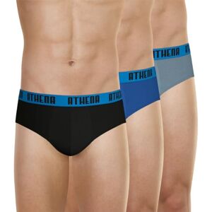 Athena Set van 3 herenslips Ecopack Basic Color zwart blauw grijs XL XL Athena Set van 3 herenslips Ecopack Basic Color zwart blauw grijs XL XL