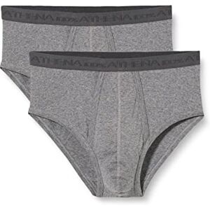 Athena Set van 2 basic herenslips – slips van 100% biologisch katoen – open pasvorm, ergonomisch, comfort en grip – Öko-Tex-label – grijs gemêleerd, 6 (2XL) XXL Athena Set van 2 basic herenslips – slips van 100% biologisch katoen – open pasvorm, ergonomisch, comfort en grip – Öko-Tex-label – grijs gemêleerd, 6 (2XL) XXL