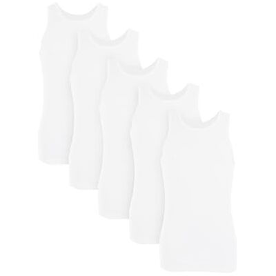 Basic Treasure 5 stuks heren onderhemden, 100% katoen, tanktops, ondergoed, mouwloos, premium kwaliteit, wit, L L Basic Treasure 5 stuks heren onderhemden, 100% katoen, tanktops, ondergoed, mouwloos, premium kwaliteit, wit, L L