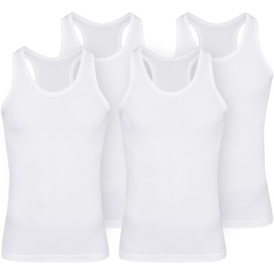 Palleon Set van 4 klassieke katoenen tanktops voor heren, Wit XL Palleon Set van 4 klassieke katoenen tanktops voor heren, Wit XL