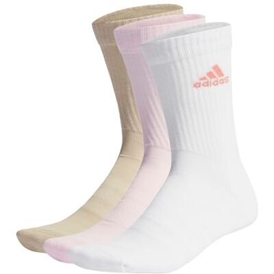 Adidas Unisex Cushioned Crew Socks 3 paar, lichtroze/wit/wonder beige, 48-51 EU Adidas Unisex Cushioned Crew Socks 3 paar, lichtroze/wit/wonder beige, 48-51 EU