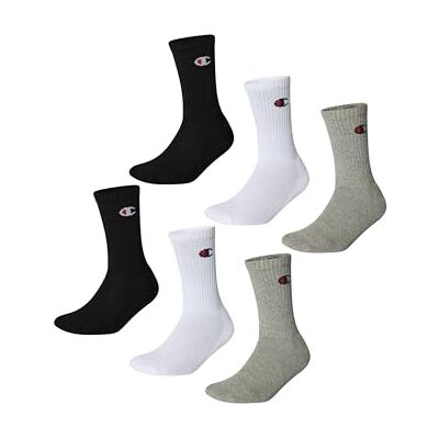 Champion Socks Basics 6 stuks Crew Socks kousen en sokken, uniseks, 6 stuks, Grijs/Wit/Zwart 35-38 Champion Socks Basics 6 stuks Crew Socks kousen en sokken, uniseks, 6 stuks, Grijs/Wit/Zwart 35-38