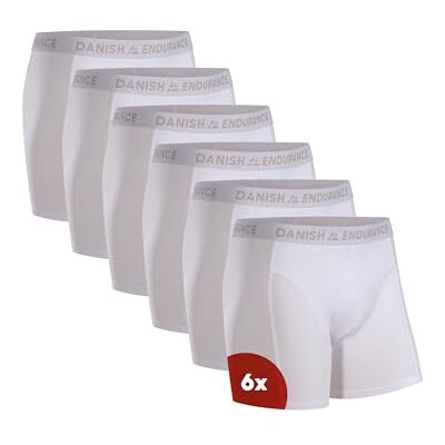 DANISH ENDURANCE Set van 6 boxershorts van superzacht katoen, comfortabele en ademende boxershorts, met of zonder zakken, voor heren, Wit. XL DANISH ENDURANCE Set van 6 boxershorts van superzacht katoen, comfortabele en ademende boxershorts, met of zonder zakken, voor heren, Wit. XL