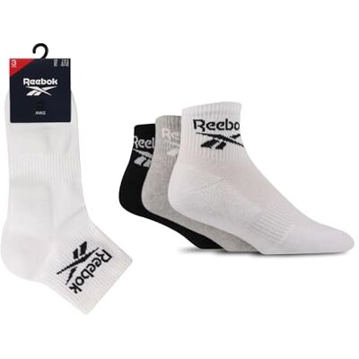 Reebok Enkelset, 3 paar comfortabele uniseks kastelen van ademend katoen, geschikt voor sport, yoga, fitness Reebok Enkelset, 3 paar comfortabele uniseks kastelen van ademend katoen, geschikt voor sport, yoga, fitness