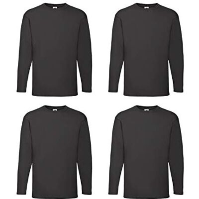 Fruit of the Loom Set van 4 T-shirts met lange mouwen, kleuren naar keuze, zwart. M Fruit of the Loom Set van 4 T-shirts met lange mouwen, kleuren naar keuze, zwart. M