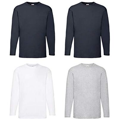 Fruit of the Loom Set van 4 T-shirts, lange mouwen, kleuren naar keuze XL Fruit of the Loom Set van 4 T-shirts, lange mouwen, kleuren naar keuze XL