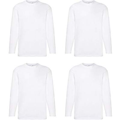 Fruit of the Loom Set van 4 T-shirts met lange mouwen, kleuren naar keuze, Wit M Fruit of the Loom Set van 4 T-shirts met lange mouwen, kleuren naar keuze, Wit M