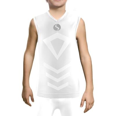 sesto senso Mouwloze thermische sporttanktop voor kinderen, V-hals, Wit 116-140 sesto senso Mouwloze thermische sporttanktop voor kinderen, V-hals, Wit 116-140