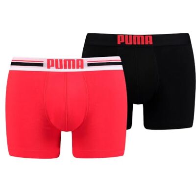 Puma Placed Logo 2p Boxershort voor heren, rood (rood/zwart 786), S-L EU Puma Placed Logo 2p Boxershort voor heren, rood (rood/zwart 786), S-L EU