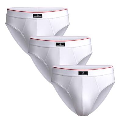 DANISH ENDURANCE Katoenen Slip, Klassiek Ondergoed, Hoge Beenuitsnijding, voor Heren, 3-pak, Wit/Rood, XL XL DANISH ENDURANCE Katoenen Slip, Klassiek Ondergoed, Hoge Beenuitsnijding, voor Heren, 3-pak, Wit/Rood, XL XL