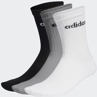 Adidas Unisex Linear Crew Cushioned Socks, 3 paar, Medium Grey Heather/White/Black, 40-42 Adidas Unisex Linear Crew Cushioned Socks, 3 paar, Medium Grey Heather/White/Black, 40-42