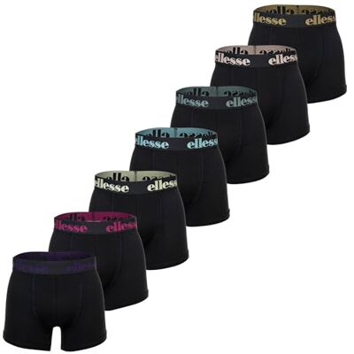 Ellesse Yema Boxershorts voor heren, met logo, zonder zak, katoen, stretch, verpakking van 7 stuks, Zwart/Mutli3, XL XL Ellesse Yema Boxershorts voor heren, met logo, zonder zak, katoen, stretch, verpakking van 7 stuks, Zwart/Mutli3, XL XL