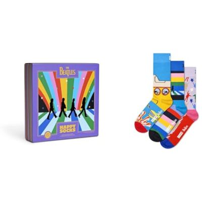 Happy Socks Exclusieve Beatles Sock Gift Set in Box- Muziekthema voor Mannen en Vrouwen Collection Beatles, bleu avec inscription, longueur crew, unisexe, sous licence officielle 36-40 Happy Socks Exclusieve Beatles Sock Gift Set in Box- Muziekthema voor Mannen en Vrouwen Collection Beatles, bleu avec inscription, longueur crew, unisexe, sous licence officielle 36-40