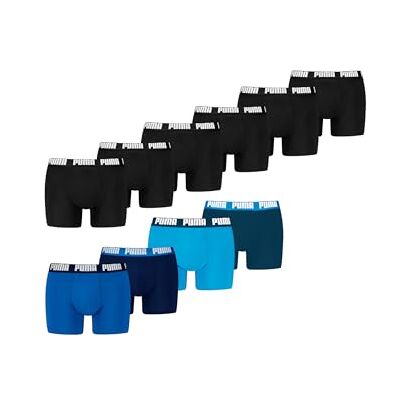 Puma Set van 10 stretch boxershorts voor heren, 001 zwart/zwart + 001 zwart/zwart + 001 zwart/zwart + 005 True Blue + 013 Speed Blue, M M Puma Set van 10 stretch boxershorts voor heren, 001 zwart/zwart + 001 zwart/zwart + 001 zwart/zwart + 005 True Blue + 013 Speed Blue, M M