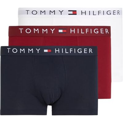 Tommy Hilfiger Set van 3 boxershorts voor heren, oranje (Des Sky/White/Red), L L Tommy Hilfiger Set van 3 boxershorts voor heren, oranje (Des Sky/White/Red), L L