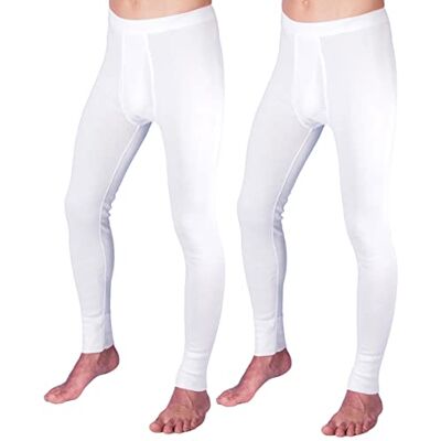 HERMKO 3540 Long Johns Set van 2 lange herenonderbroeken van biologisch katoen (andere kleuren), wit, L L HERMKO 3540 Long Johns Set van 2 lange herenonderbroeken van biologisch katoen (andere kleuren), wit, L L