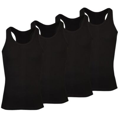 Palleon Set van 4 klassieke katoenen tanktops voor heren, zwart. M Palleon Set van 4 klassieke katoenen tanktops voor heren, zwart. M