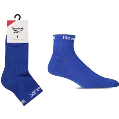Reebok 1 paar uniseks 'technieken' gerecyclede hardloop-/fietssokken voor dames en heren, korte enkellengte, ondersteuning van de voetboog, gevoerd, naadloos, 1 paar, Blauw Reebok 1 paar uniseks 'technieken' gerecyclede hardloop-/fietssokken voor dames en heren, korte enkellengte, ondersteuning van de voetboog, gevoerd, naadloos, 1 paar, Blauw