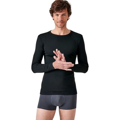 Damart T-shirt met ronde hals, klassiek mesh, Thermolactyl, thermische top voor heren, zwart. XXL Damart T-shirt met ronde hals, klassiek mesh, Thermolactyl, thermische top voor heren, zwart. XXL