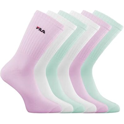 Fila sokken /Am/Tnx6 sportsokken voor heren (6 stuks), wit/lichtgroen/roze F4450B 39-42 Fila sokken /Am/Tnx6 sportsokken voor heren (6 stuks), wit/lichtgroen/roze F4450B 39-42