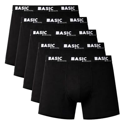 Basic Treasure Set van 5 herenondergoed, boxershorts van premium katoen, retroshorts, zonder krassend etiket, 5 x zwart. XL Basic Treasure Set van 5 herenondergoed, boxershorts van premium katoen, retroshorts, zonder krassend etiket, 5 x zwart. XL