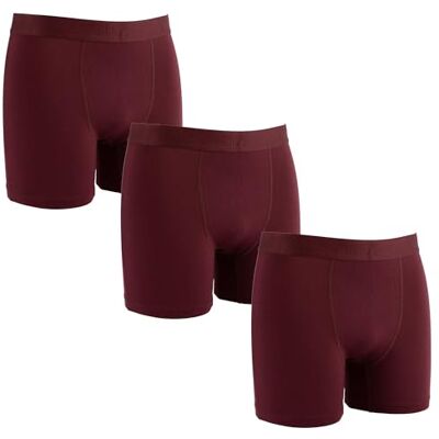 ZAKIRA Heren Boxer Trunks van Tencel Modal – Ultrazacht, Ademend en Sneldrogend Ondergoed, 3-Pack (Bordeaux, L) L ZAKIRA Heren Boxer Trunks van Tencel Modal – Ultrazacht, Ademend en Sneldrogend Ondergoed, 3-Pack (Bordeaux, L) L
