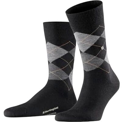 Burlington Edinburgh Herensokken, ademend, klimaatregulerend, geurremmend, wol, fantasiepatroon, argyle, warm, platte teennaad, voor dagelijks leven en werk, 1 paar, Zwart 3000 40-46 Burlington Edinburgh Herensokken, ademend, klimaatregulerend, geurremmend, wol, fantasiepatroon, argyle, warm, platte teennaad, voor dagelijks leven en werk, 1 paar, Zwart 3000 40-46
