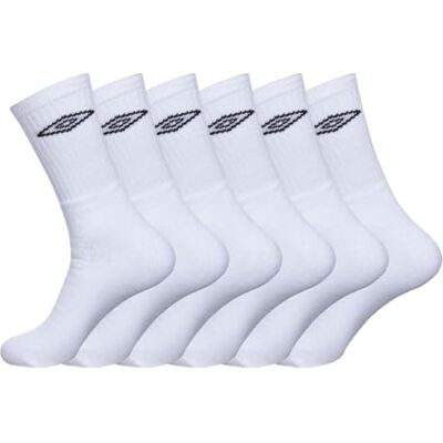 Umbro Herensokken, duurzaam, 6 stuks, hoge herensokken, tennis, comfortabel, Wit. 43-46 EU Umbro Herensokken, duurzaam, 6 stuks, hoge herensokken, tennis, comfortabel, Wit. 43-46 EU